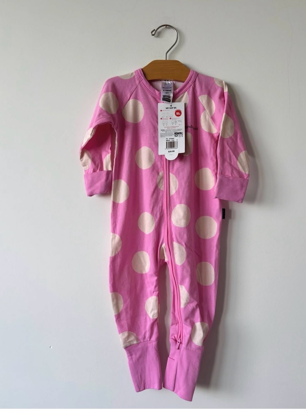 Bonds Pink Polka Dot Zipper Sleepsuit